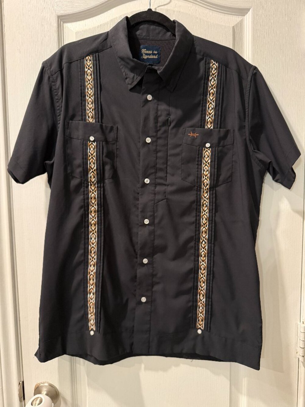 Texas Standard Guayabera Libre Shirt Men's L Black NWOT Fishing Western